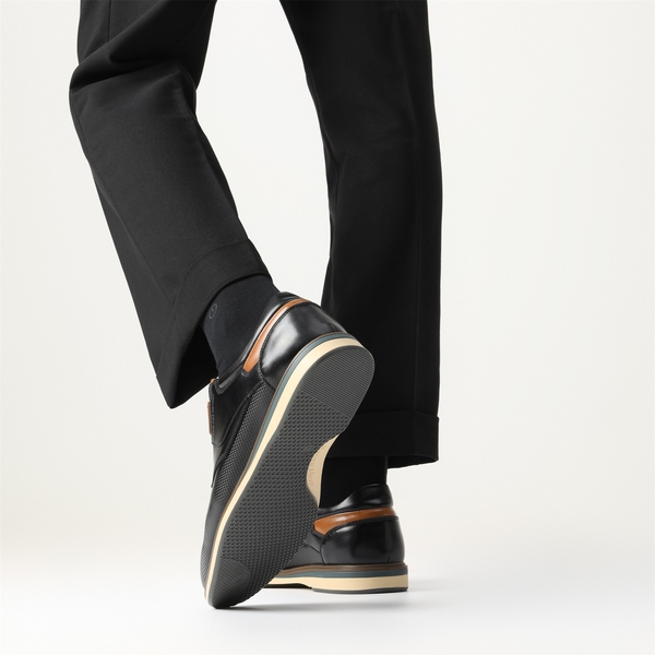 Men's Plain-Toe Business Casual Sneakers - BLACK - 8